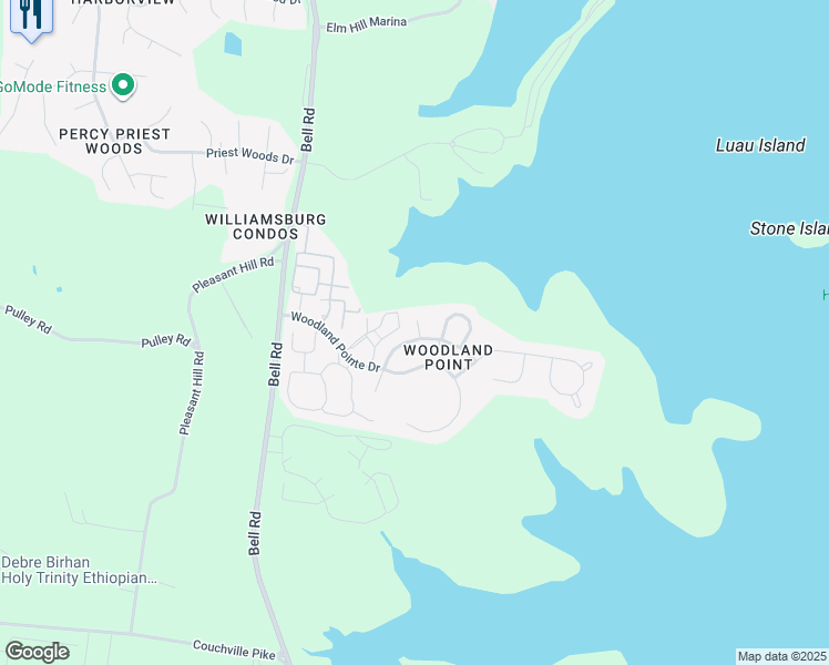 map of restaurants, bars, coffee shops, grocery stores, and more near 1729 Woodland Pointe Drive in Nashville