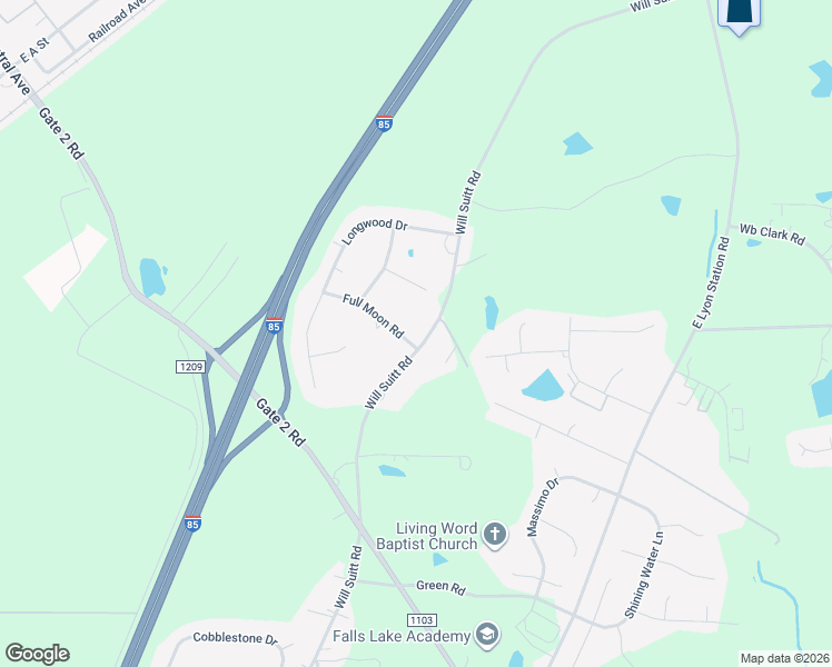 map of restaurants, bars, coffee shops, grocery stores, and more near 2064 Will Suitt Road in Creedmoor