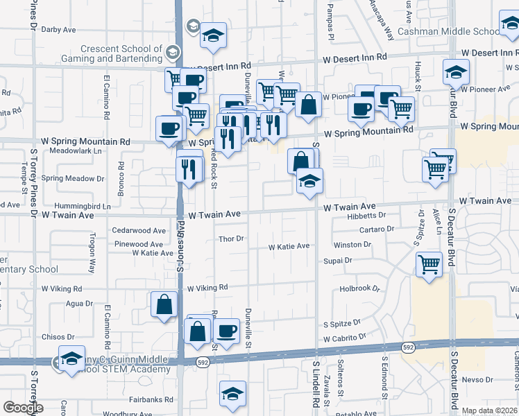 map of restaurants, bars, coffee shops, grocery stores, and more near 3731 Kals Way in Las Vegas