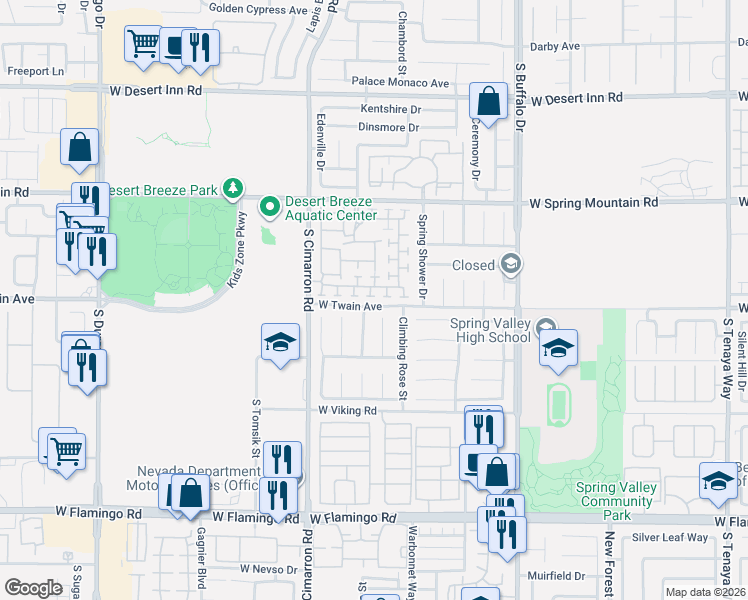 map of restaurants, bars, coffee shops, grocery stores, and more near 3730 White Carnation Street in Las Vegas
