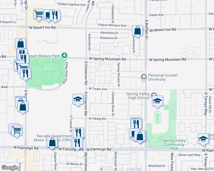 map of restaurants, bars, coffee shops, grocery stores, and more near 8088 Retriever Avenue in Las Vegas