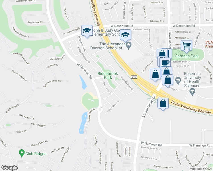 map of restaurants, bars, coffee shops, grocery stores, and more near 3716 Honey Crest Drive in Las Vegas