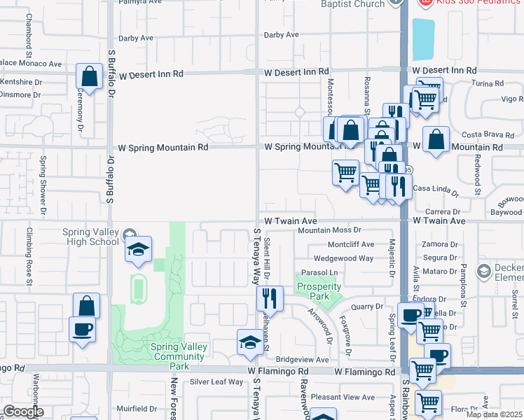 map of restaurants, bars, coffee shops, grocery stores, and more near 7298 Duck Springs Court in Las Vegas