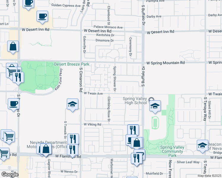 map of restaurants, bars, coffee shops, grocery stores, and more near 8003 Retriever Avenue in Las Vegas