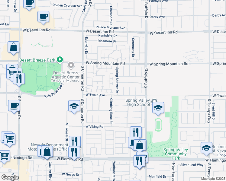 map of restaurants, bars, coffee shops, grocery stores, and more near 8003 Retriever Avenue in Las Vegas