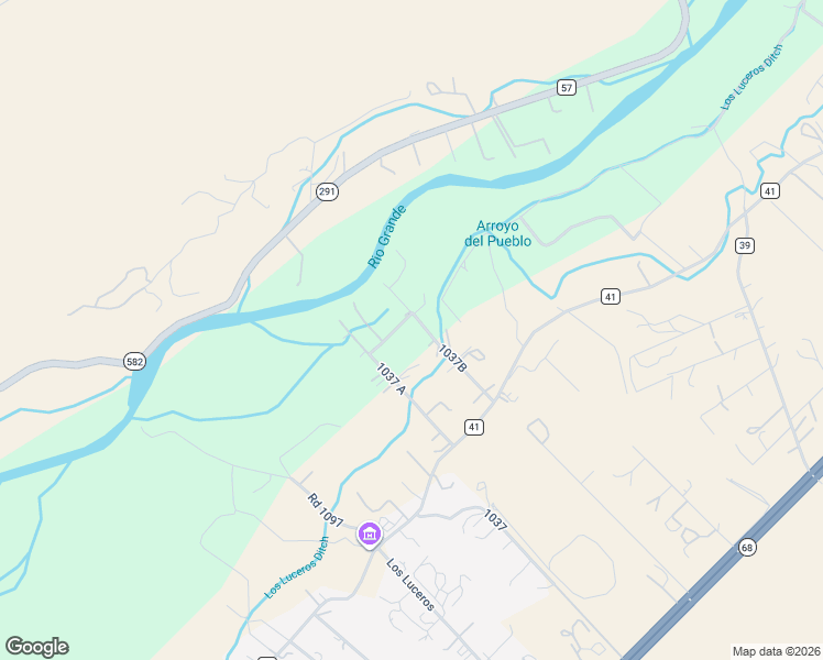 map of restaurants, bars, coffee shops, grocery stores, and more near 61 1037B in Ohkay Owingeh