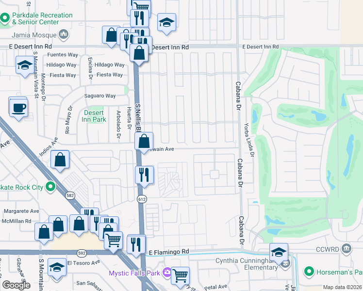 map of restaurants, bars, coffee shops, grocery stores, and more near 5165 Sitka Lane in Las Vegas