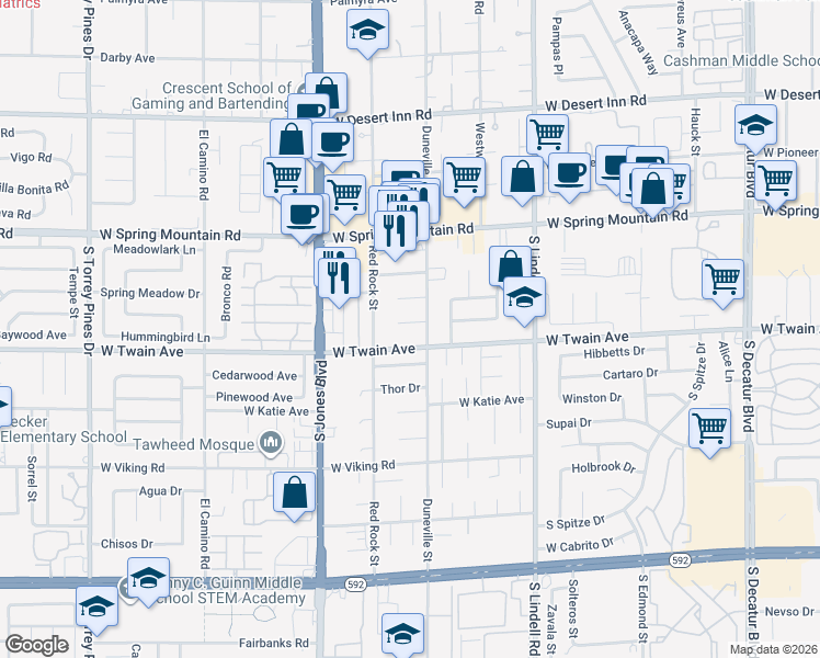 map of restaurants, bars, coffee shops, grocery stores, and more near 5816 Sinaloa Court in Las Vegas