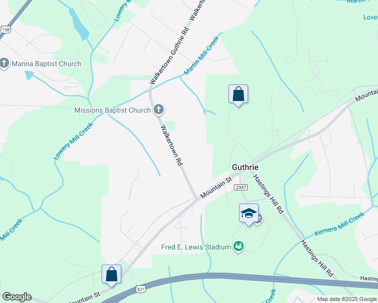 map of restaurants, bars, coffee shops, grocery stores, and more near 343 Walkertown Guthrie Road in Winston-Salem