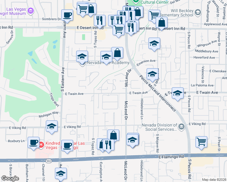 map of restaurants, bars, coffee shops, grocery stores, and more near 3670 Laguna Verde Drive in Las Vegas