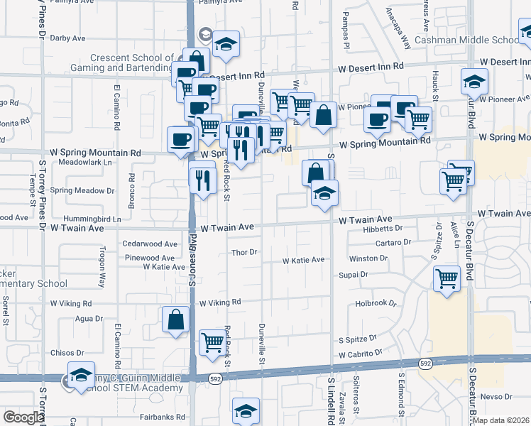 map of restaurants, bars, coffee shops, grocery stores, and more near 5816 Sinaloa Court in Las Vegas