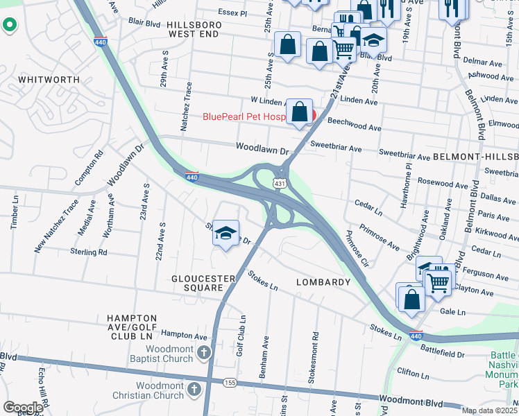 map of restaurants, bars, coffee shops, grocery stores, and more near 2909 Sharon Hill Circle in Nashville