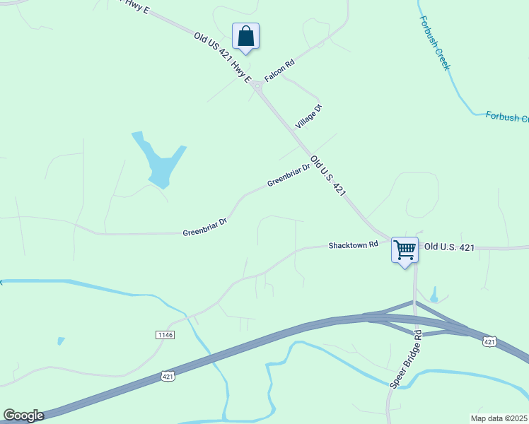 map of restaurants, bars, coffee shops, grocery stores, and more near 3320 Greenbriar Drive in Yadkinville