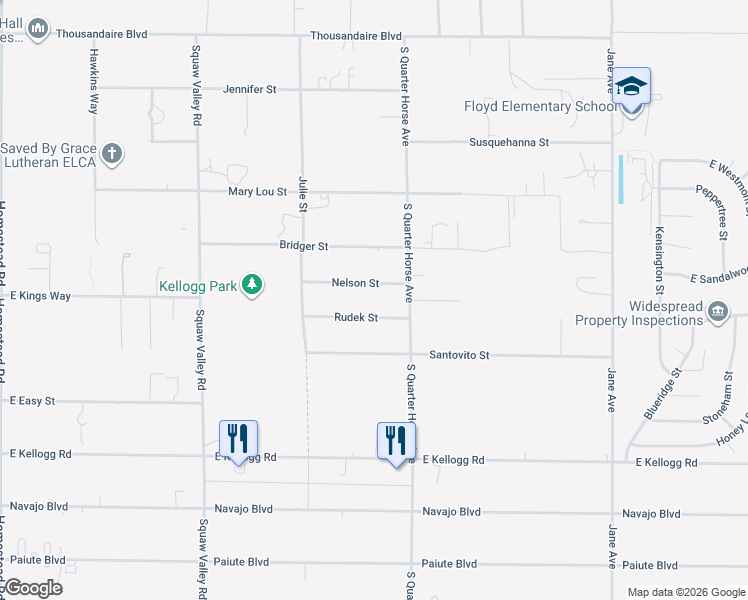 map of restaurants, bars, coffee shops, grocery stores, and more near 6620 South Quarter Horse Avenue in Pahrump