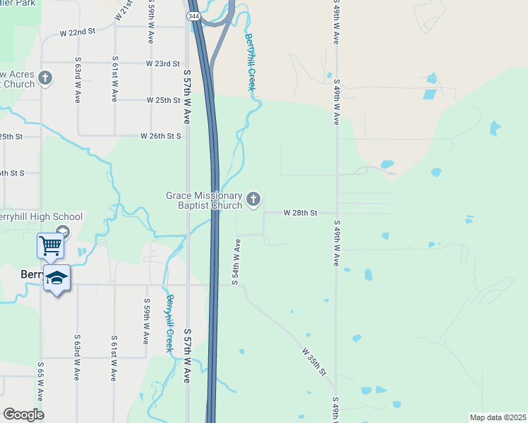 map of restaurants, bars, coffee shops, grocery stores, and more near 8899 South 53rd West Avenue in Tulsa