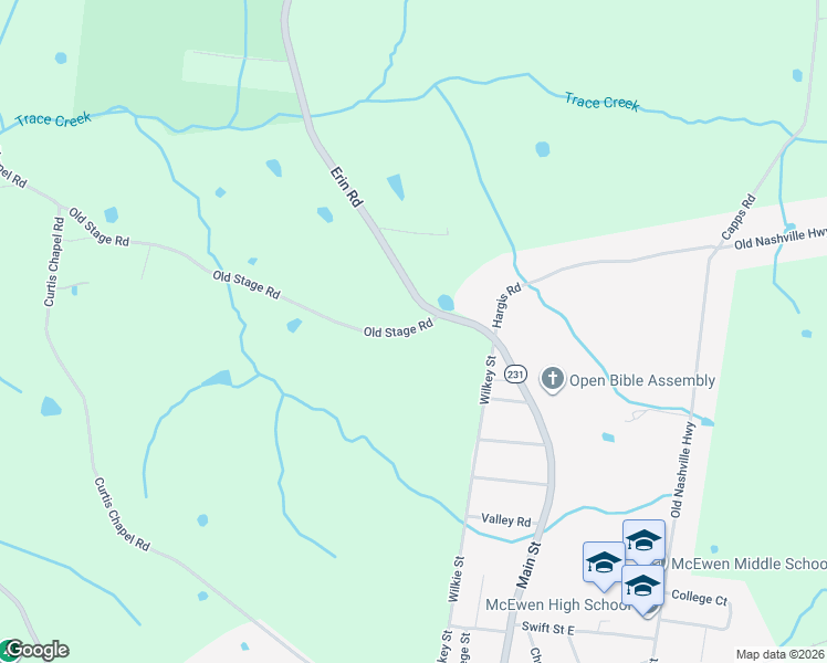 map of restaurants, bars, coffee shops, grocery stores, and more near 38 Old Stage Road in McEwen