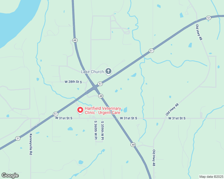 map of restaurants, bars, coffee shops, grocery stores, and more near 35890 Oklahoma 51 in Mannford