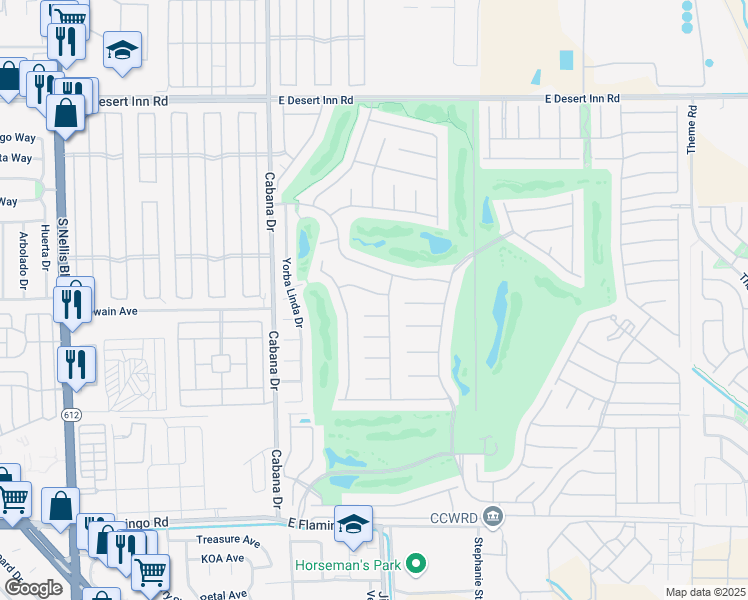 map of restaurants, bars, coffee shops, grocery stores, and more near 5618 River Highlands Place in Las Vegas