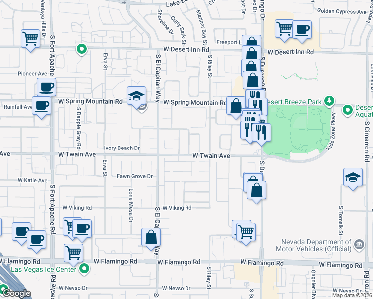 map of restaurants, bars, coffee shops, grocery stores, and more near 3661 Luminal Lane in Las Vegas