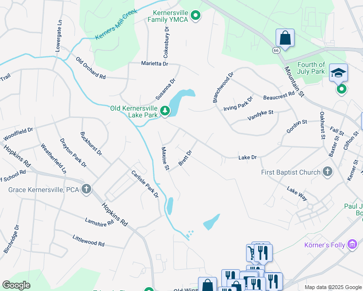 map of restaurants, bars, coffee shops, grocery stores, and more near 908 Matt Road in Kernersville