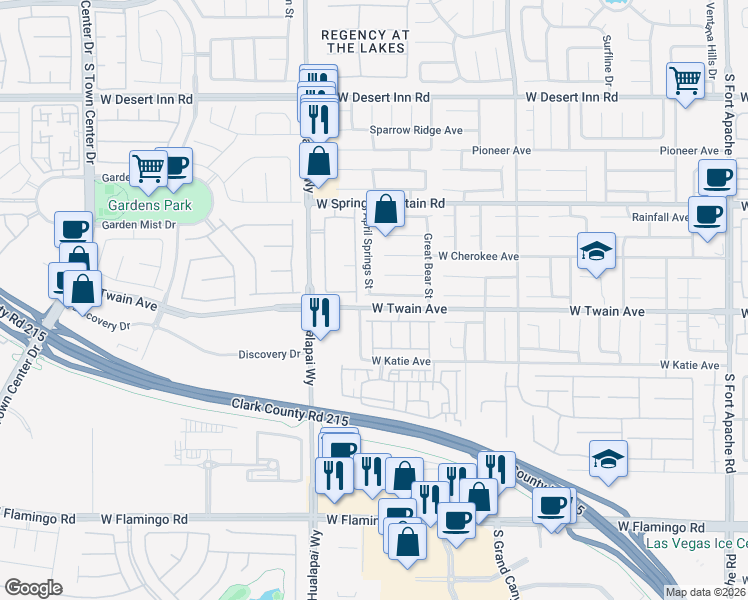 map of restaurants, bars, coffee shops, grocery stores, and more near 3662 April Springs Street in Las Vegas