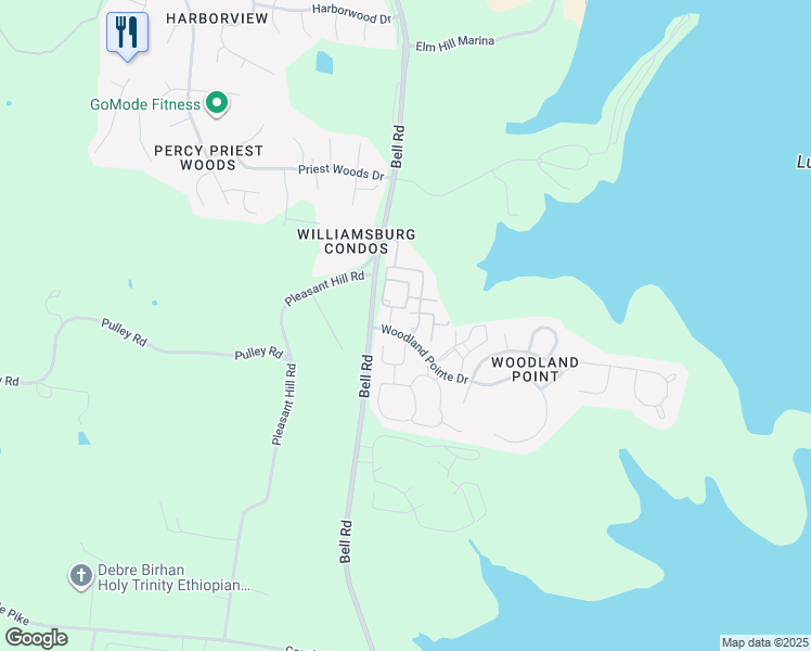 map of restaurants, bars, coffee shops, grocery stores, and more near 1501 Woodland Pointe Drive in Nashville