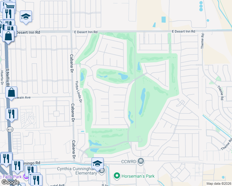 map of restaurants, bars, coffee shops, grocery stores, and more near 5678 Sunningdale Court in Las Vegas