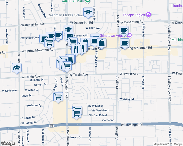 map of restaurants, bars, coffee shops, grocery stores, and more near 4743 Elk Springs Avenue in Las Vegas