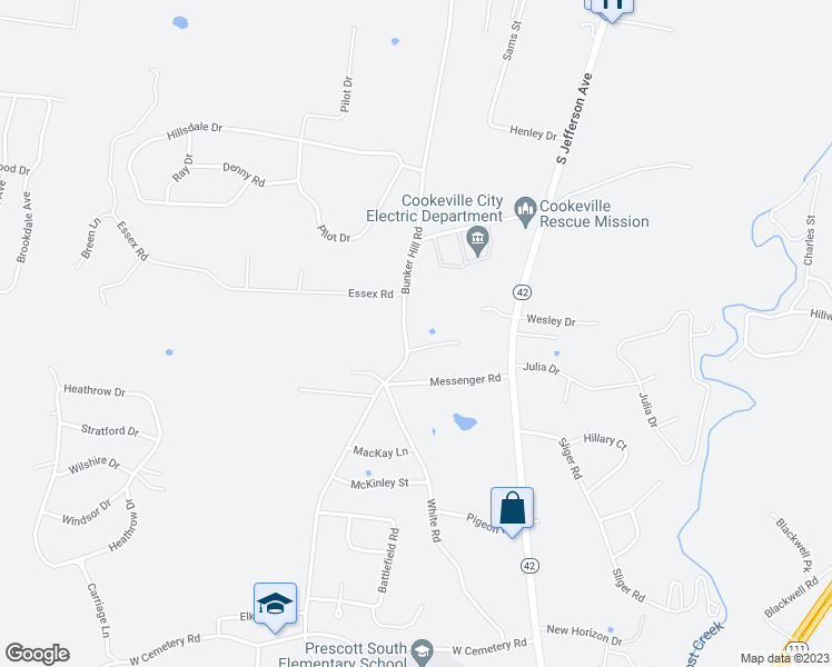 map of restaurants, bars, coffee shops, grocery stores, and more near 1461 Bunker Hill Road in Cookeville