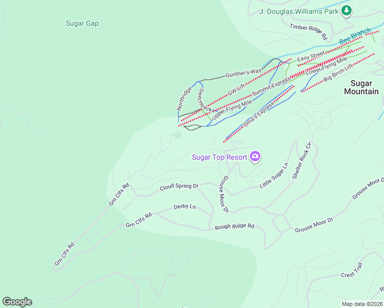 map of restaurants, bars, coffee shops, grocery stores, and more near 228 Windy Knoll in Sugar Mountain