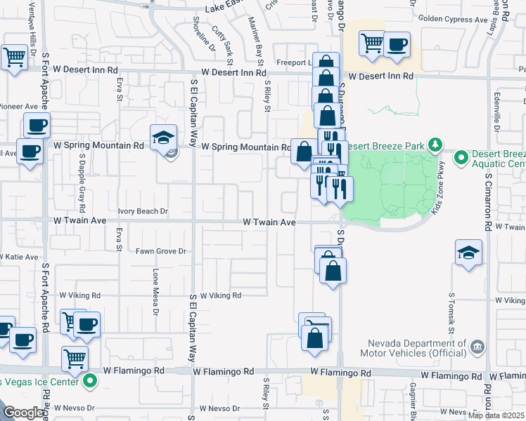 map of restaurants, bars, coffee shops, grocery stores, and more near 3662 Starbright Lane in Las Vegas