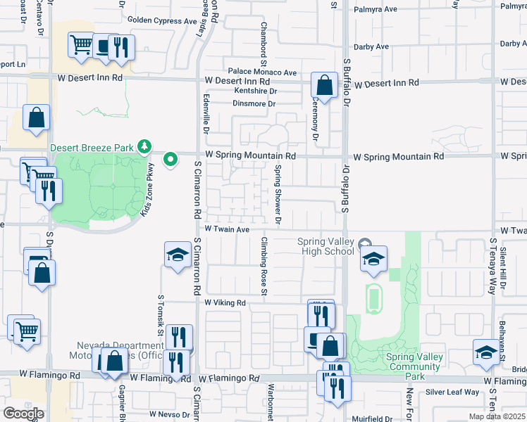 map of restaurants, bars, coffee shops, grocery stores, and more near 8018 Retriever Avenue in Las Vegas