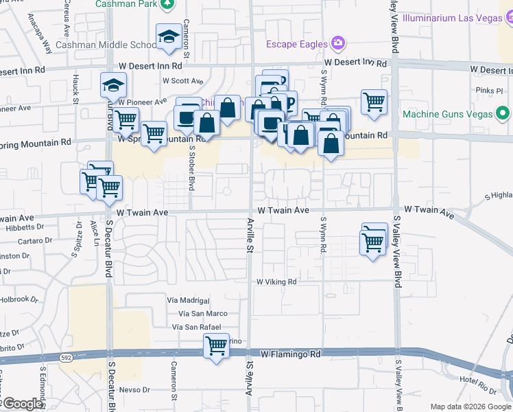 map of restaurants, bars, coffee shops, grocery stores, and more near 4331 Gannet Circle in Las Vegas
