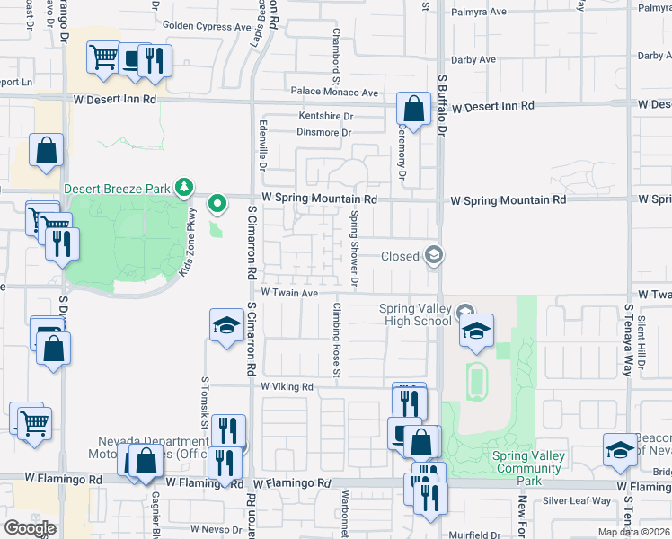 map of restaurants, bars, coffee shops, grocery stores, and more near 8018 Retriever Avenue in Las Vegas