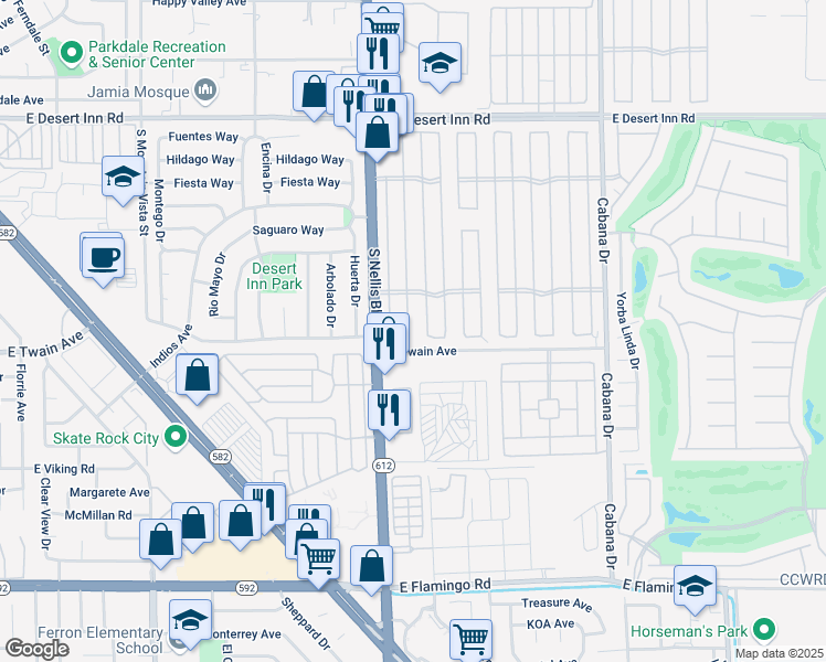 map of restaurants, bars, coffee shops, grocery stores, and more near 3666 Big Sur Drive in Las Vegas