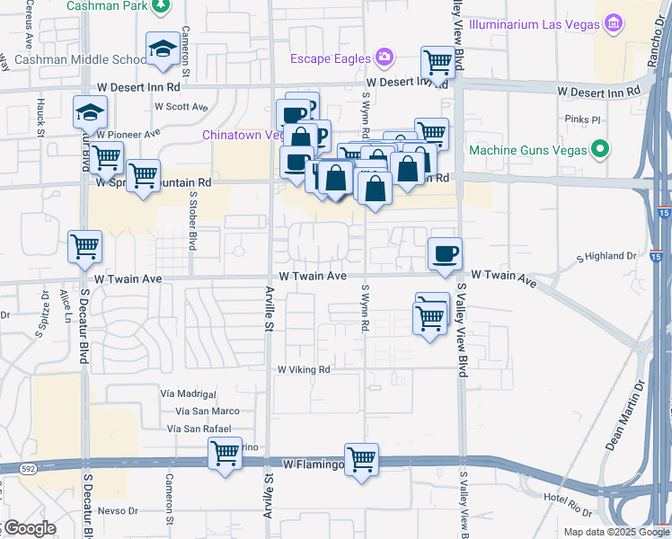 map of restaurants, bars, coffee shops, grocery stores, and more near 4191 Gannet Circle in Las Vegas