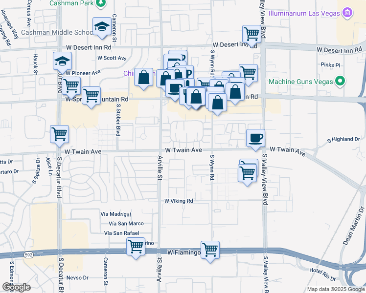 map of restaurants, bars, coffee shops, grocery stores, and more near 4241 Gannet Circle in Las Vegas