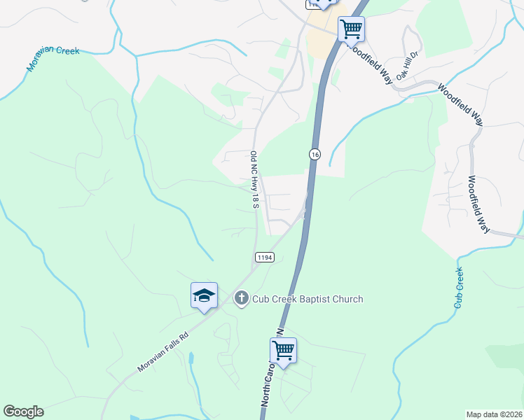 map of restaurants, bars, coffee shops, grocery stores, and more near 1097 Old Nc 18 in Wilkesboro
