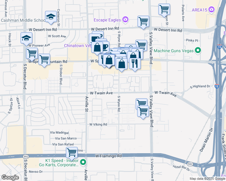 map of restaurants, bars, coffee shops, grocery stores, and more near 4171 Gannet Circle in Las Vegas