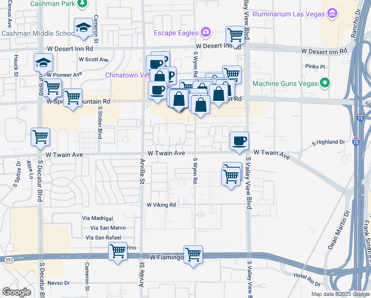 map of restaurants, bars, coffee shops, grocery stores, and more near 4171 Gannet Circle in Las Vegas