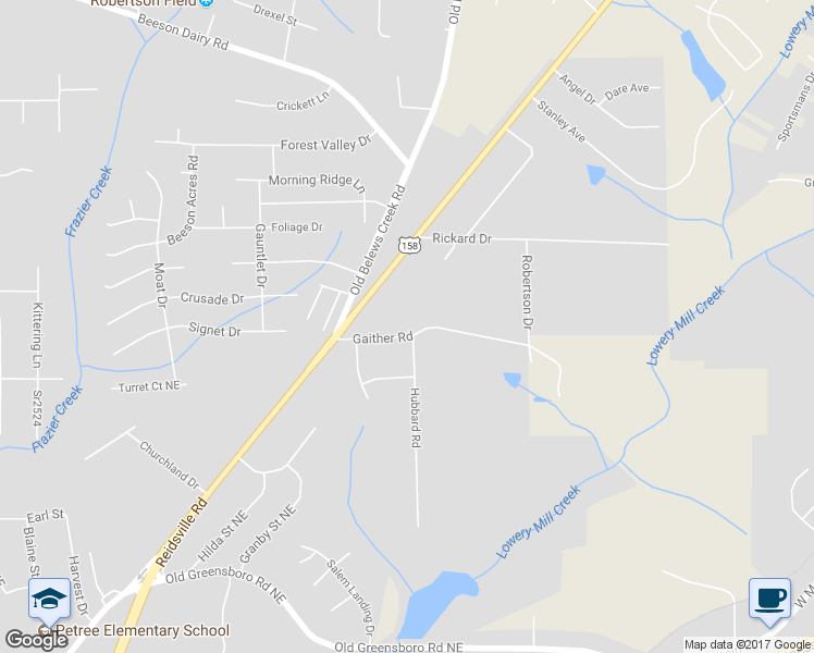 map of restaurants, bars, coffee shops, grocery stores, and more near 233 Gaither Road in Winston-Salem
