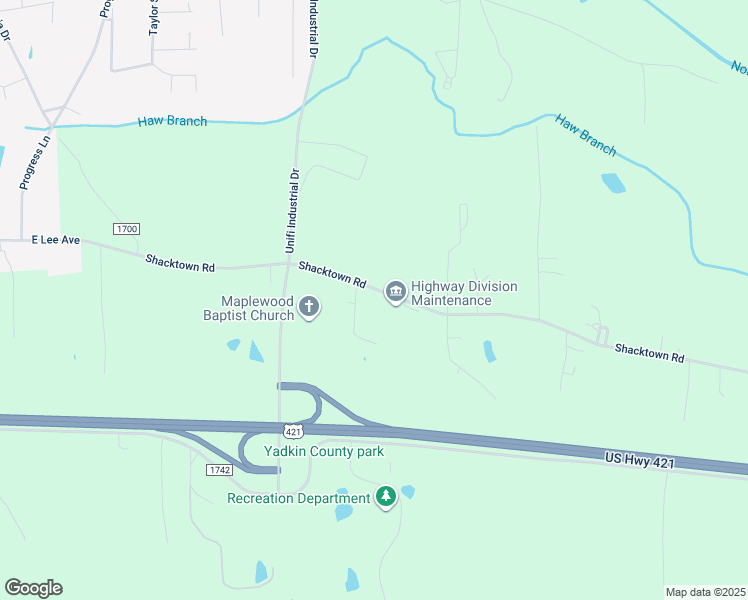 map of restaurants, bars, coffee shops, grocery stores, and more near 1626 Shacktown Road in Yadkinville
