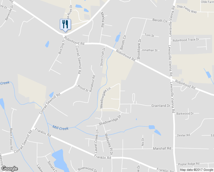 map of restaurants, bars, coffee shops, grocery stores, and more near 1364 Meadowgate Lane in Lewisville
