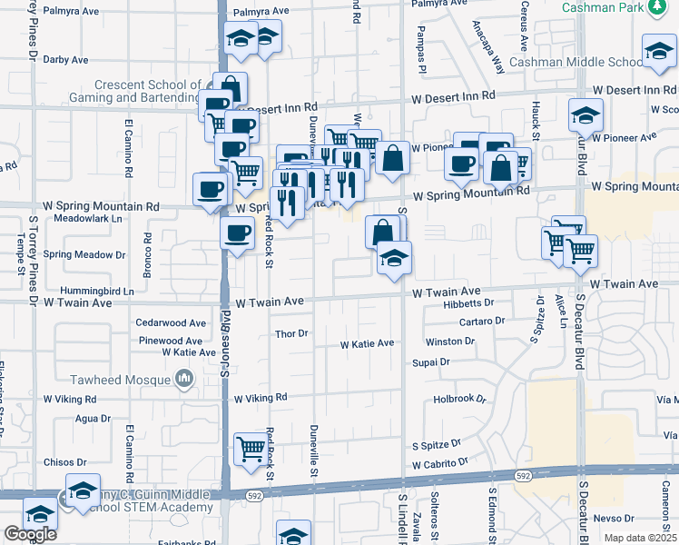 map of restaurants, bars, coffee shops, grocery stores, and more near 5720 Maceta Avenue in Las Vegas