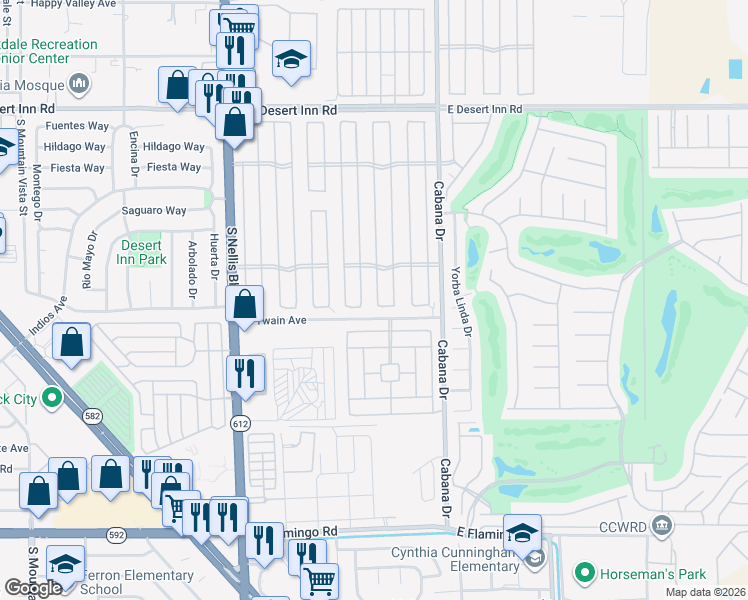 map of restaurants, bars, coffee shops, grocery stores, and more near 3665 Isle Royale Drive in Las Vegas