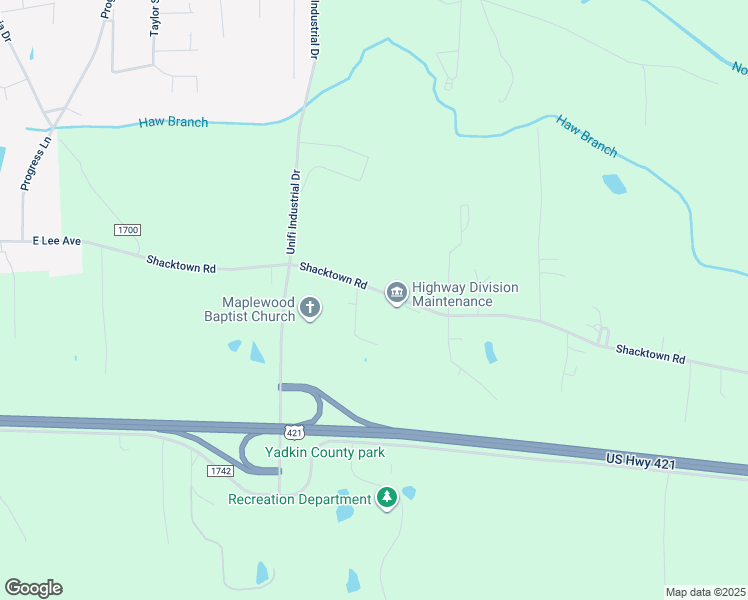 map of restaurants, bars, coffee shops, grocery stores, and more near 1626 Shacktown Road in Yadkinville