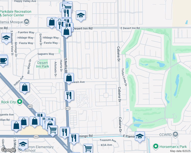map of restaurants, bars, coffee shops, grocery stores, and more near 3660 Gulf Shores Drive in Las Vegas