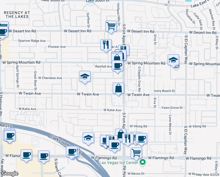 map of restaurants, bars, coffee shops, grocery stores, and more near 9492 Jumping Frog Court in Las Vegas