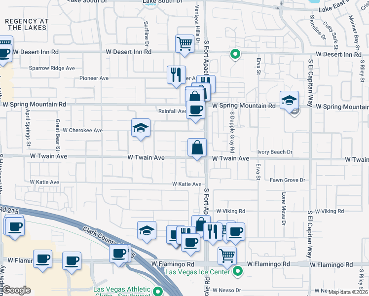 map of restaurants, bars, coffee shops, grocery stores, and more near 9486 Jumping Frog Court in Las Vegas