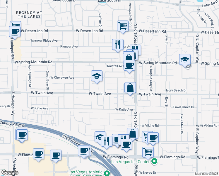 map of restaurants, bars, coffee shops, grocery stores, and more near 9554 Sunshade Court in Las Vegas